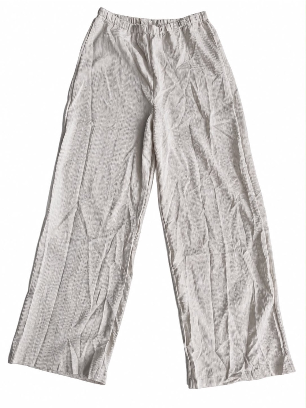 SHEIN Light Beige Wide-Leg Elastic Waist Pants